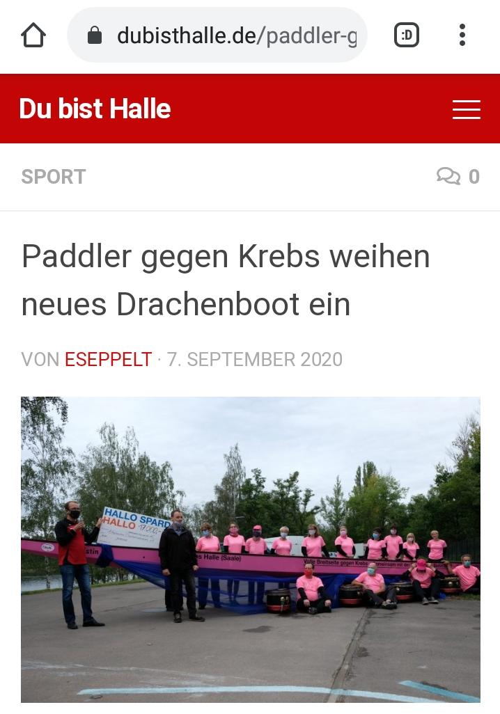 Paddler gegen Krebs weihen neues Drachenboot ein - Du bist Halle.de am 07.09.2020