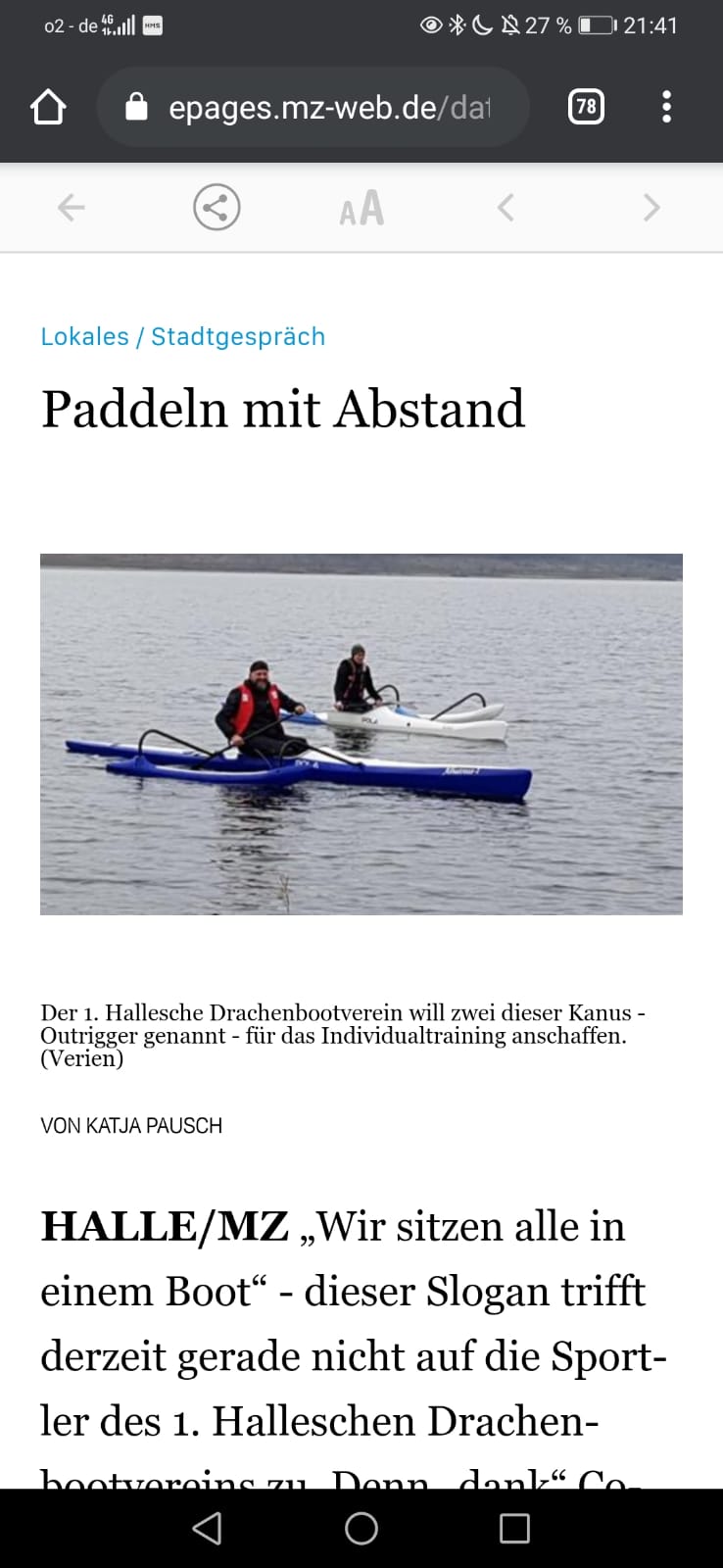 Paddeln mit Abstand - MZ-web vom 16.01.2021