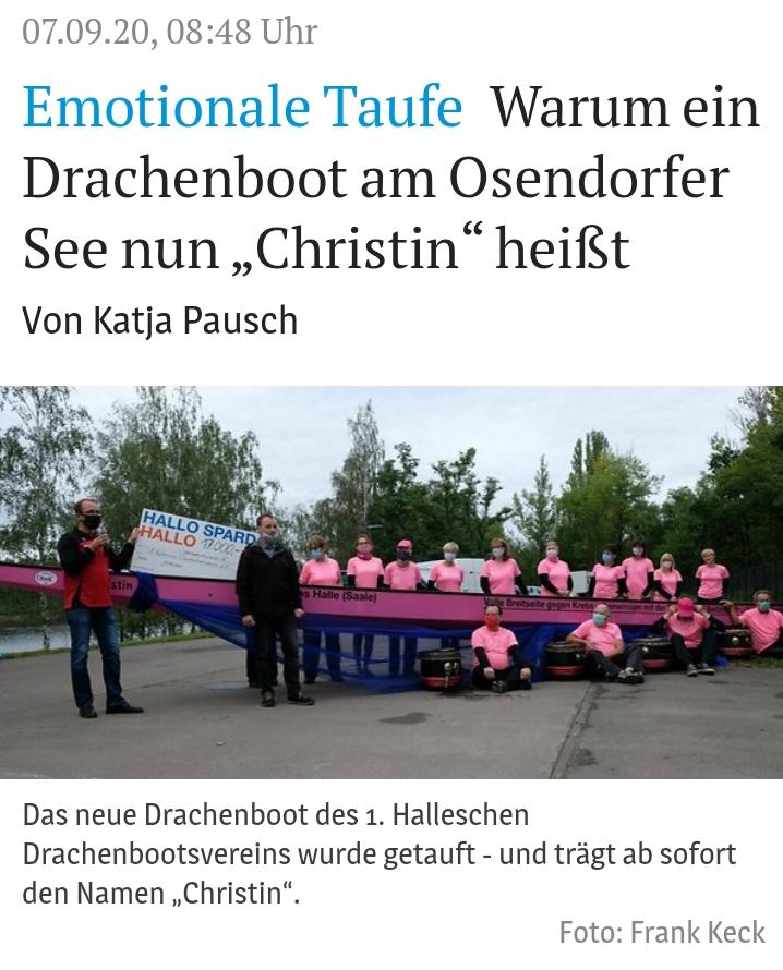 Emotionale Taufe - Warum ein Drachenboot ... MZ web vom 07.09.2020