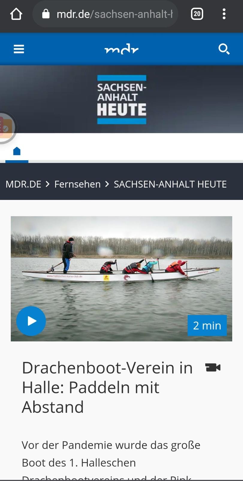 Drachenboot-Verein in Halle: Paddeln mit Abstand - MDR vom 13.04.2021