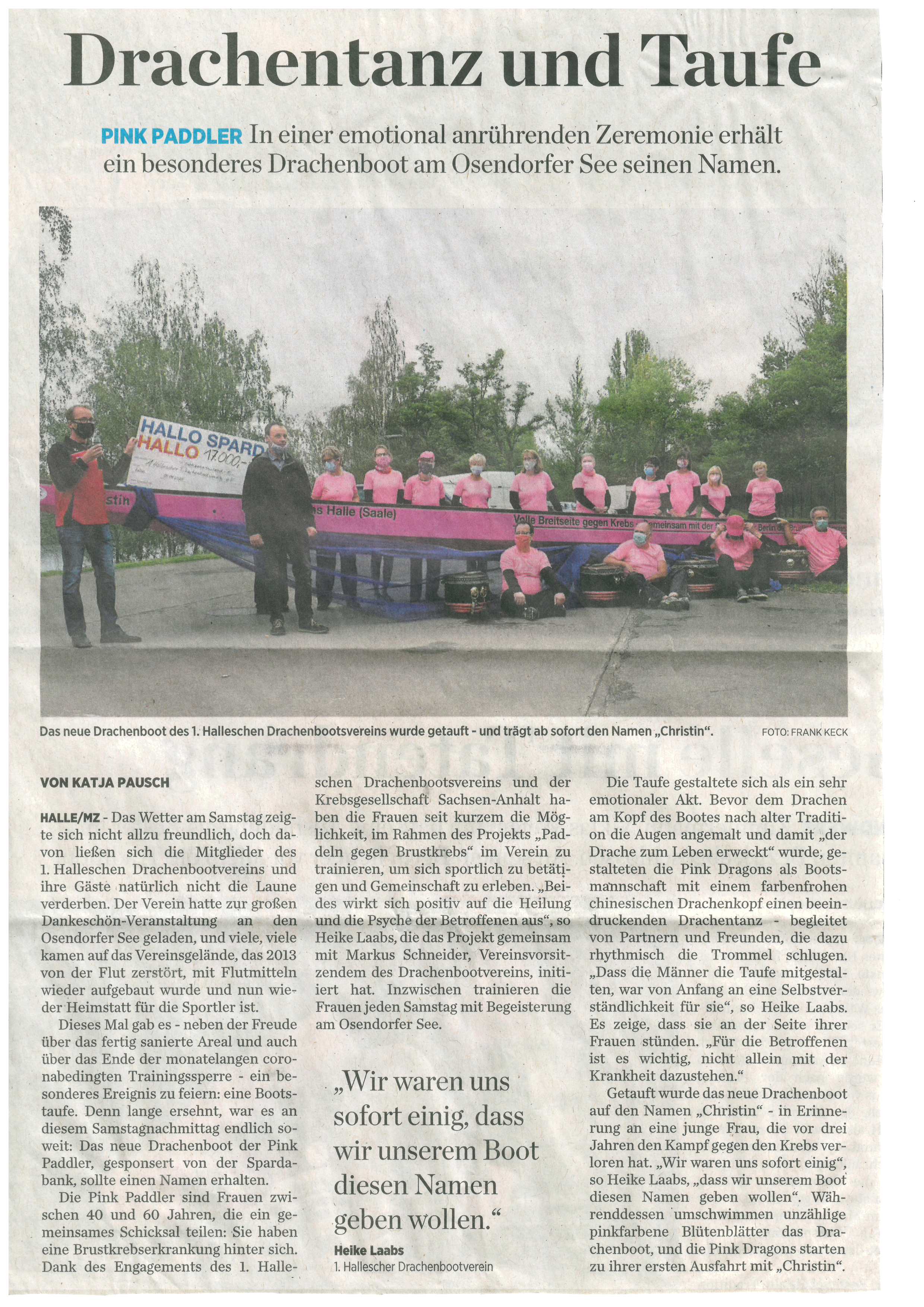 Drachentanz und Taufe - MZ vom 07.09.2020
