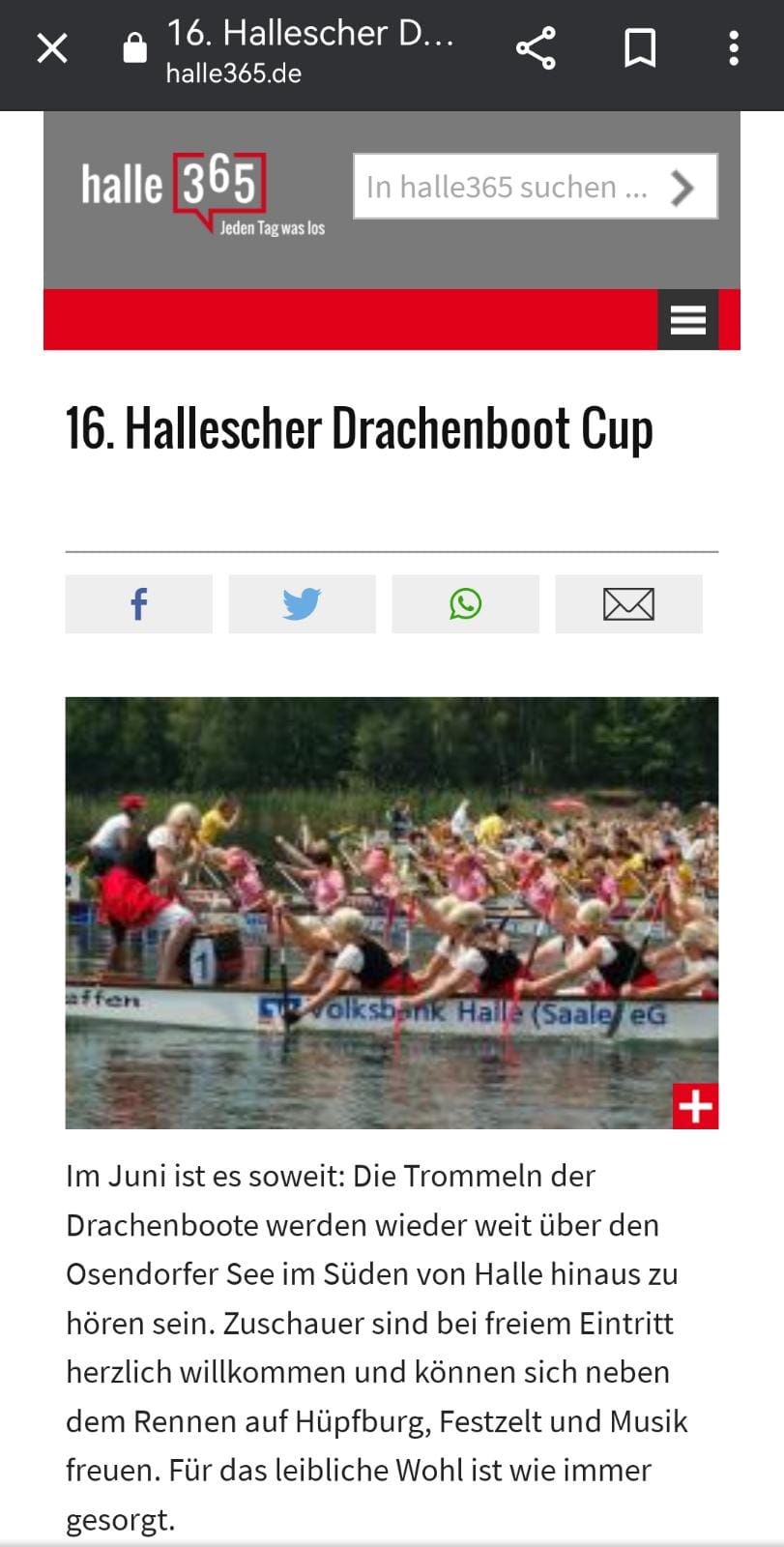 16. Hallescher Drachenboot Cup - halle365 vom 25.05.2022