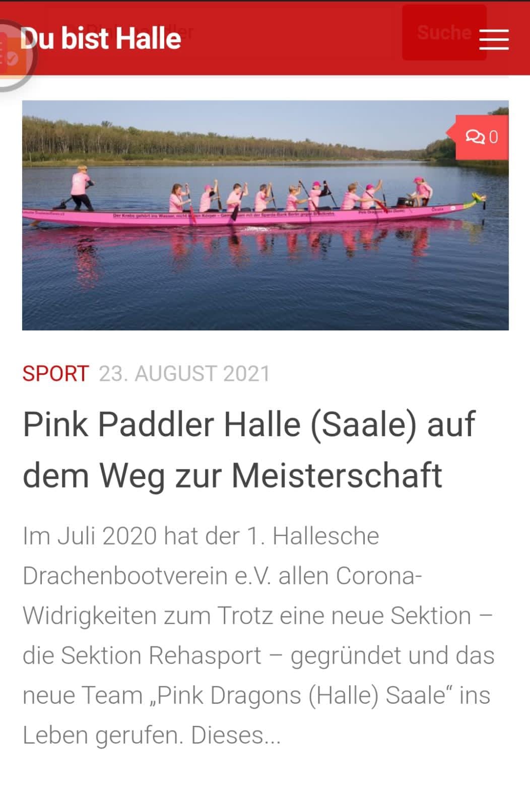 Pink Paddler Halle (Saale) auf dem Weg zur Meisterschaft - dubistHalle.de am 23.08.2021