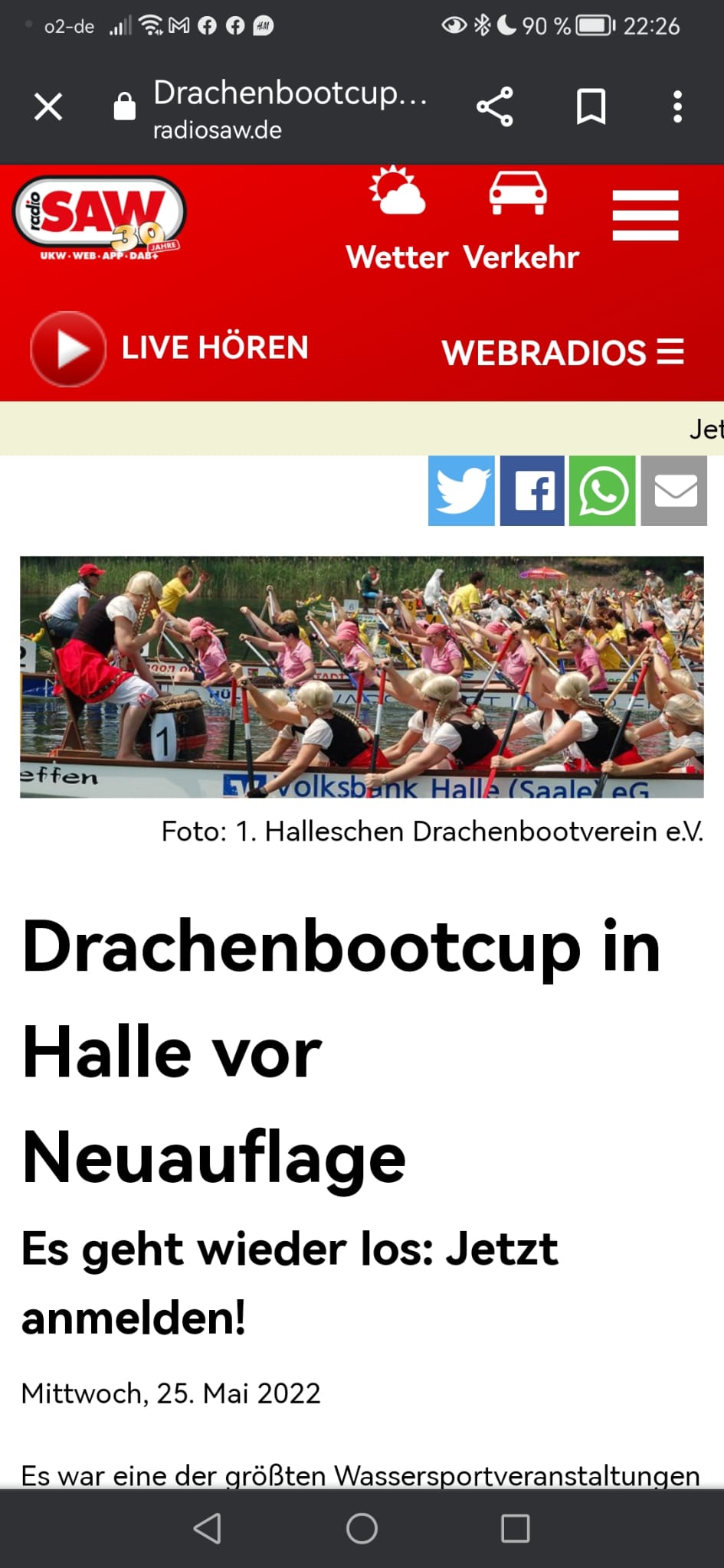 Drachenbootcup in Halle vor Neuauflage - radio SAW am 25.05.2022