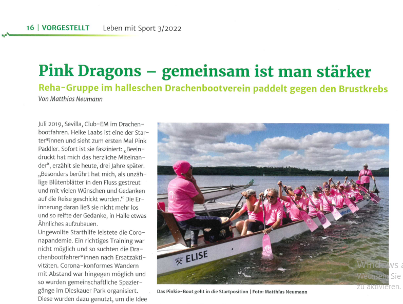 Pink Dragons - gemeinsam ist man stärker - Leben mit Sport 03/2022