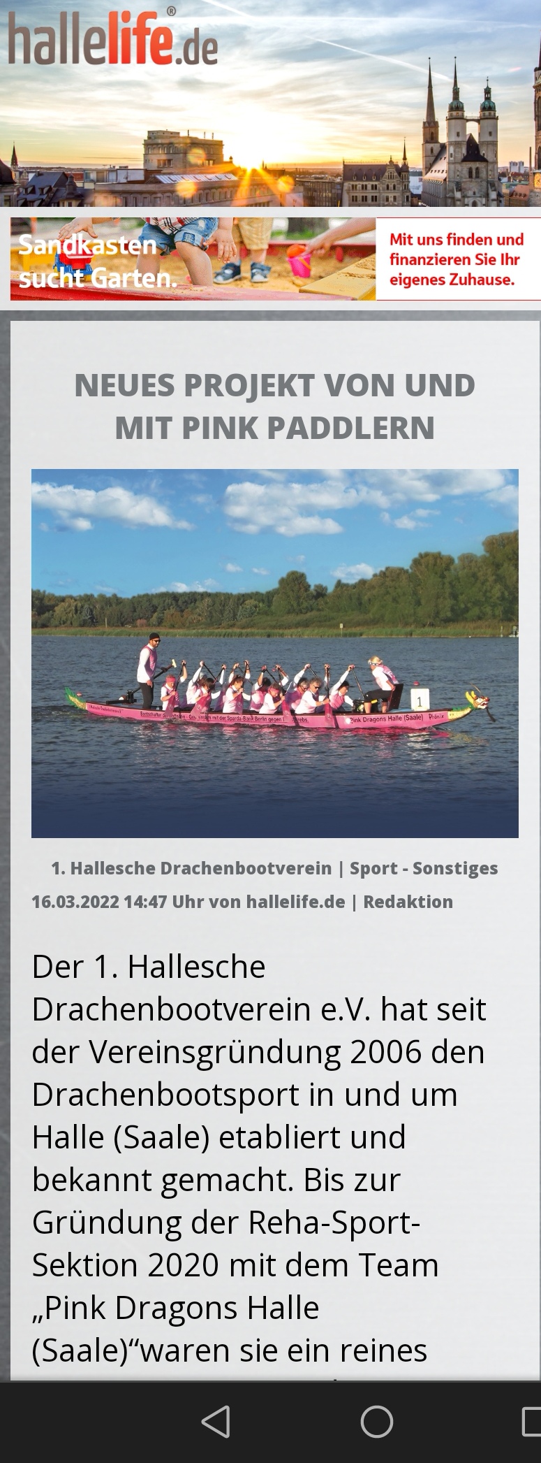 Neues Projekt von und mit Pink Paddlern - hallelife vom 17.03.2022