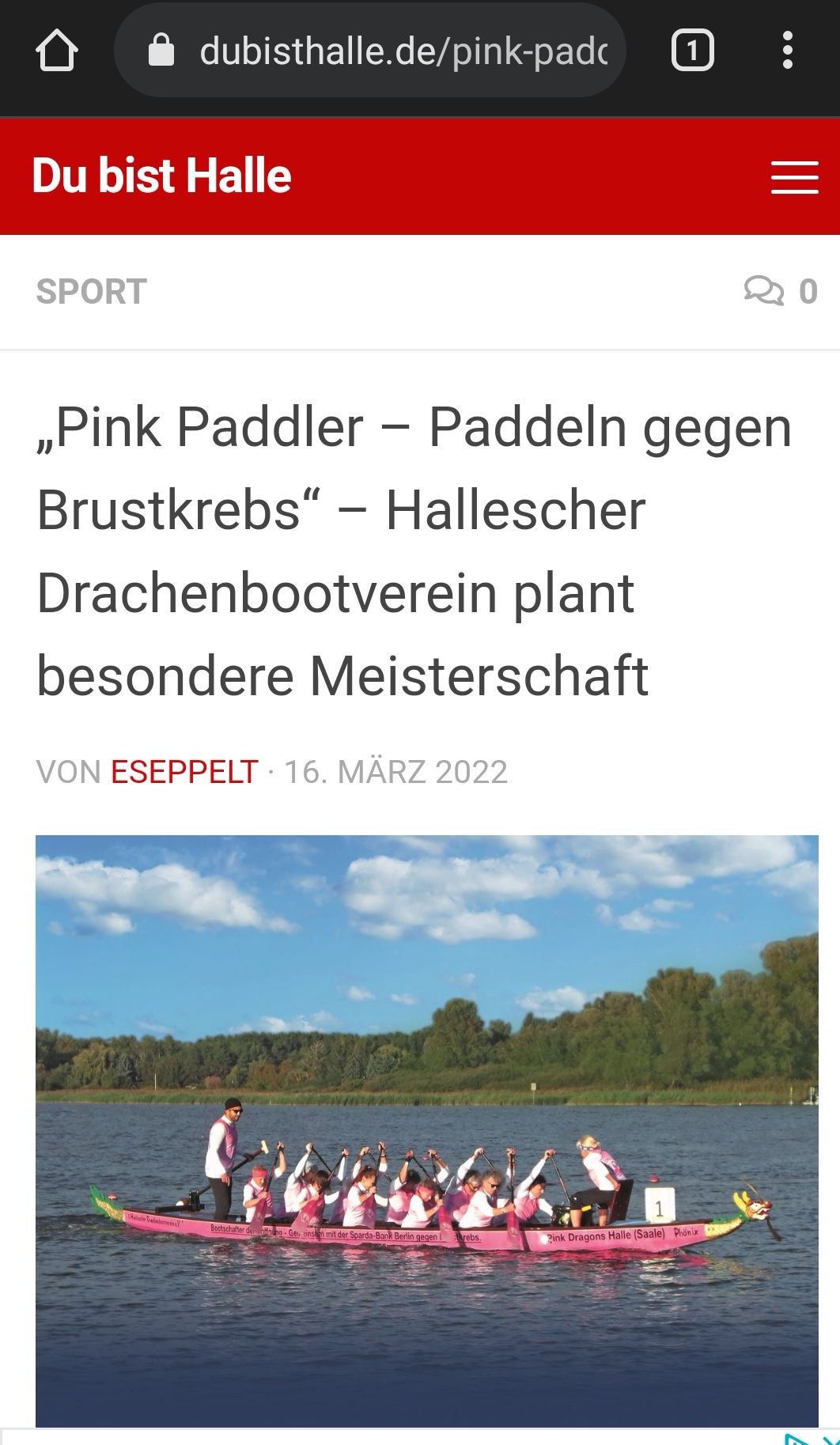 Hallescher Drachenbootverein plant besondere Meisterschaft - dubistHalle.de vom 16.03.2022