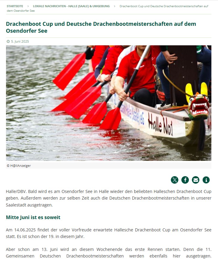 Drachenboot Cup und Deutsche Drachenbootmeisterschaften auf dem Osendorfer See