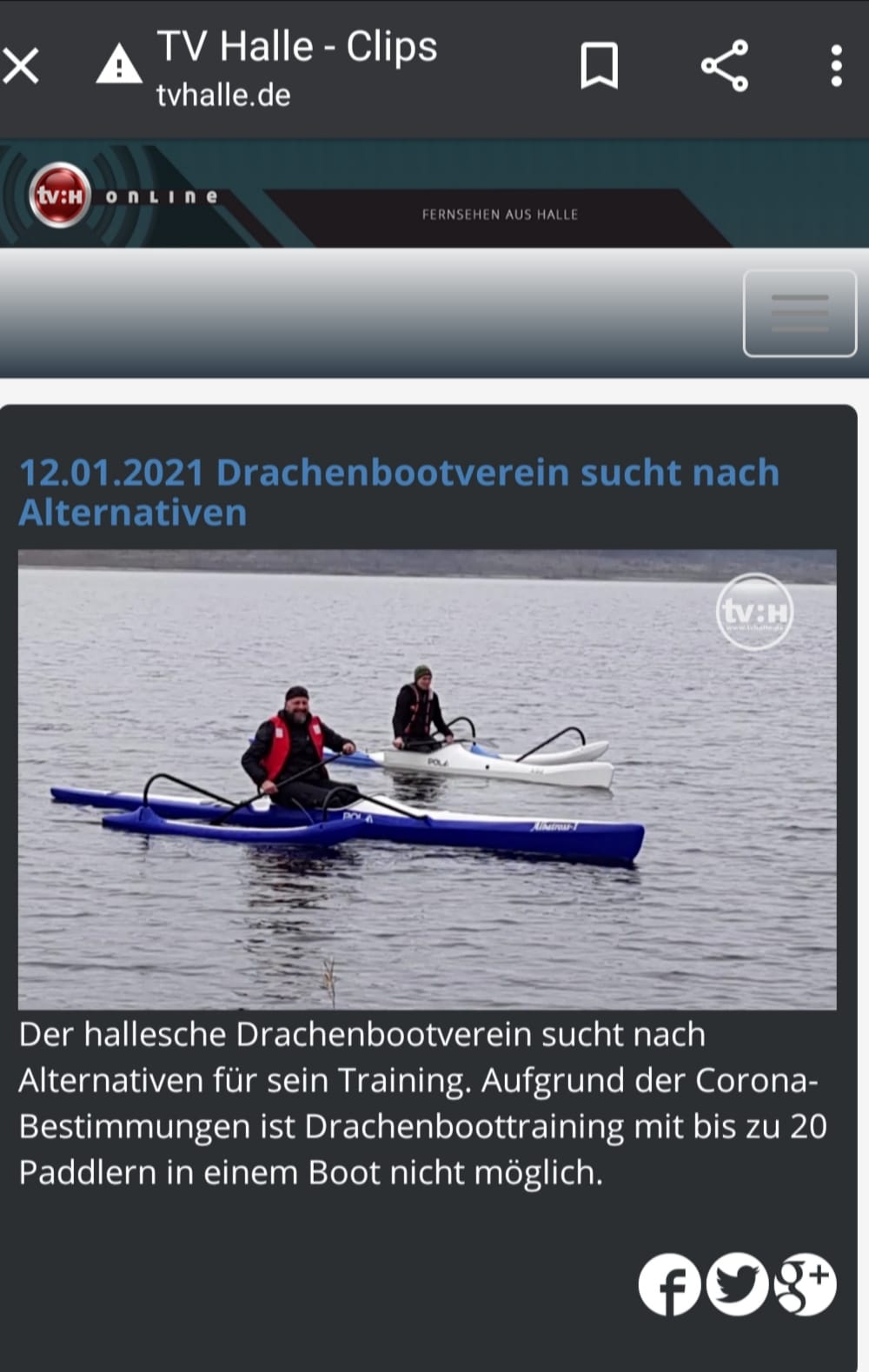 Drachenbootverein sucht nach Alternativen - TV-Halle vom 12.01.2021
