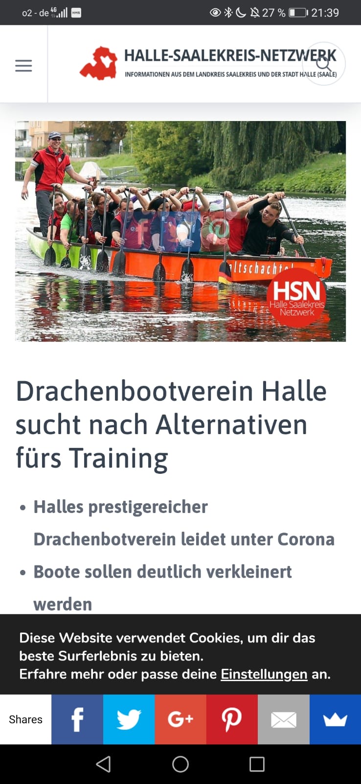 Drachenbootverein sucht nach Alternativen fürs Training- Halle-Saalekreis-Netzwerk vom 14.01.2021